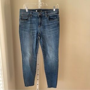 Kut From The Kloth Women’s Blue Skinny Jeans | Distressed Raw Hem Denim